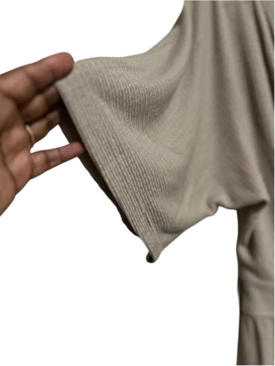 EUC Women's MUMO Taupe Ribbed V-Neck Maxi Dress with Open Back, Size L - Picture 6 of 11